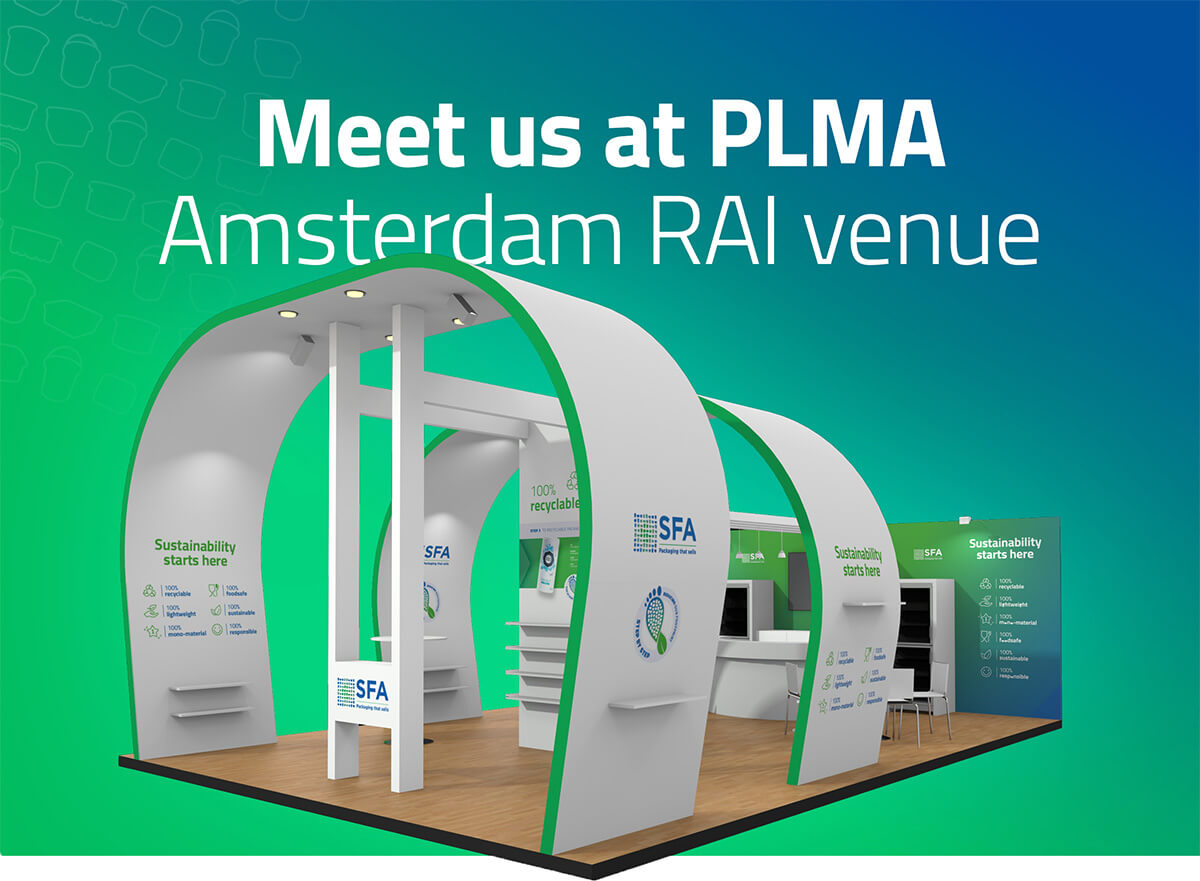 Bezoek SFA Packaging op PLMA stand N.38 in hal 7 op 19 en 20 mei.
